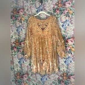 RARE COLOR  Free People "Mirror Mirror" burnout Velvet dress, XS, in Cream